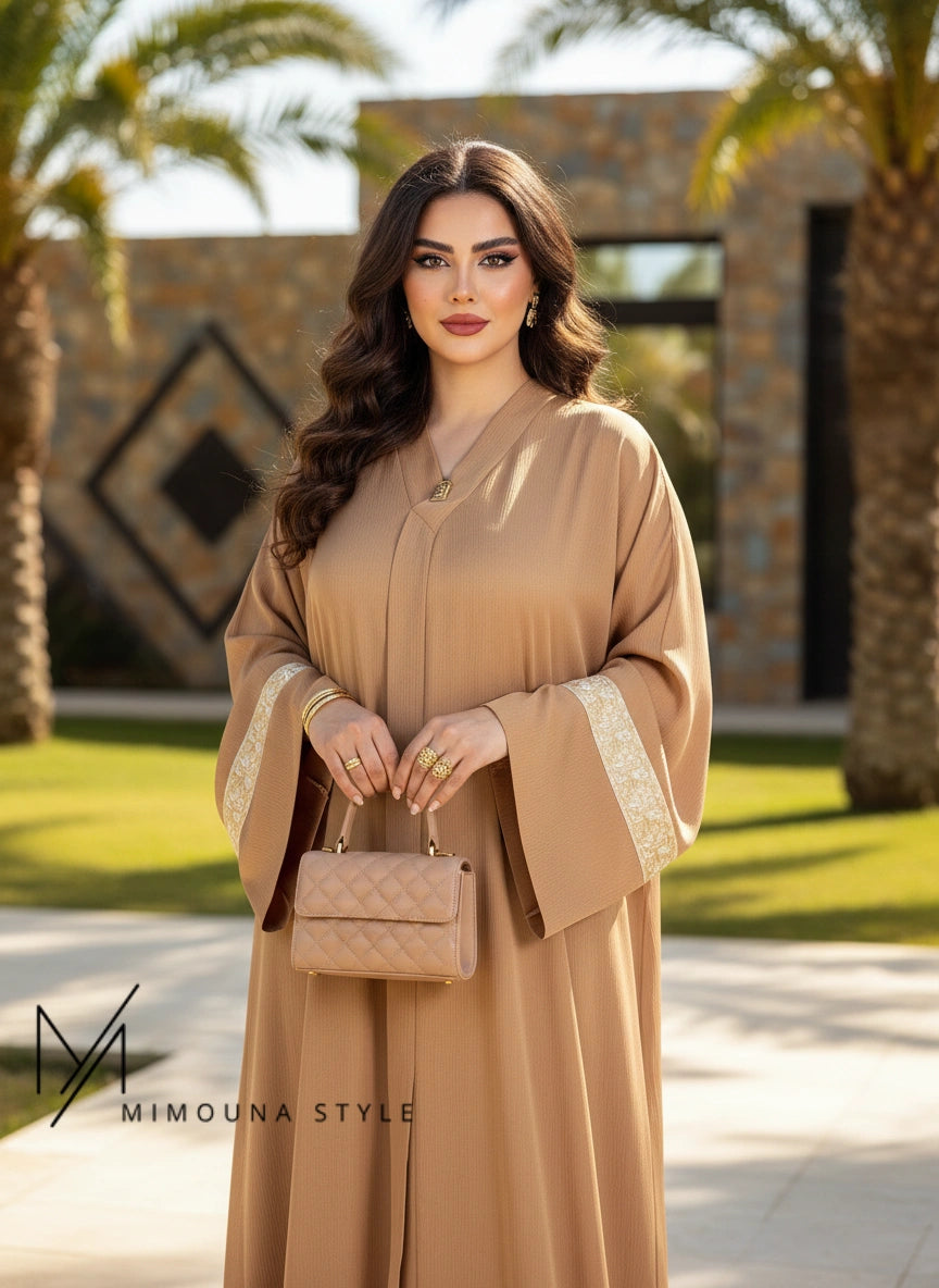 عباية زوم ملكية بقطعتين (عباية + شال هدية)