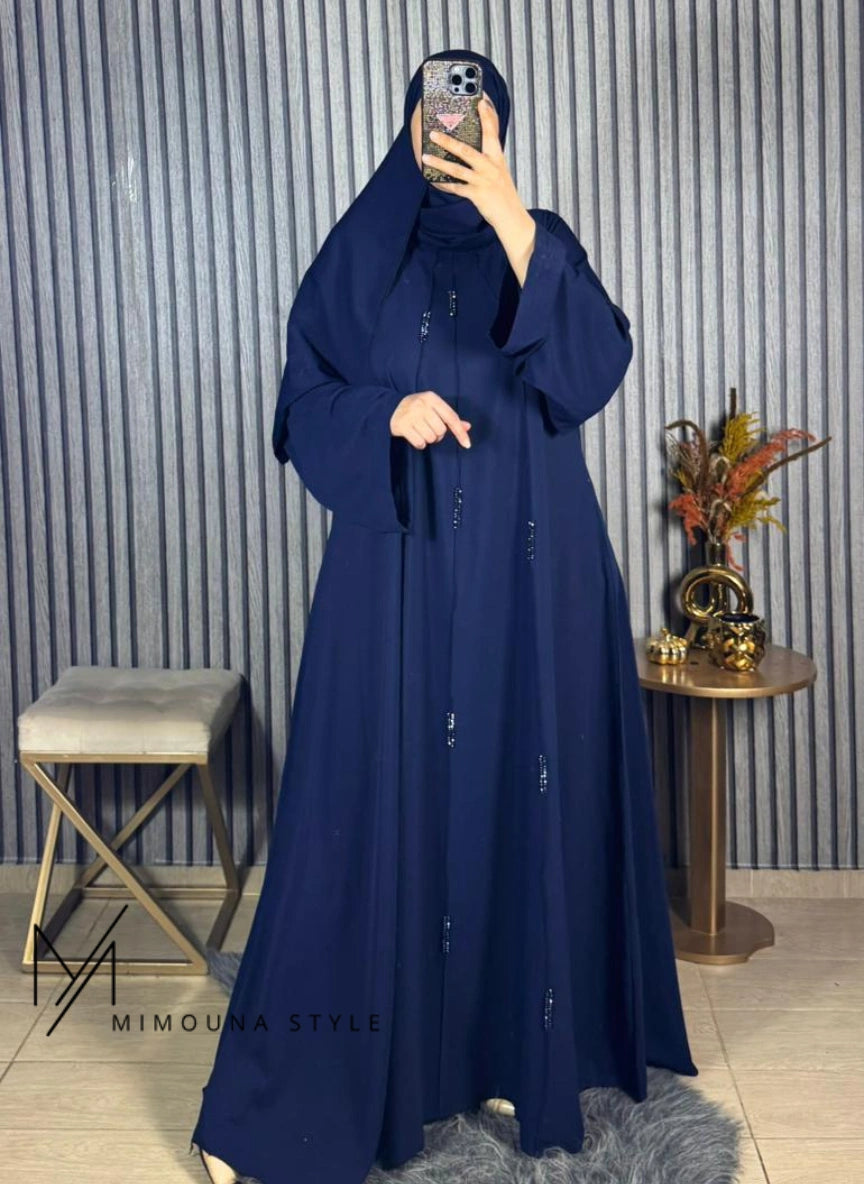 جوهرة رمضان: عباية ملكية بقطعتين (عباية + شال متناسق)