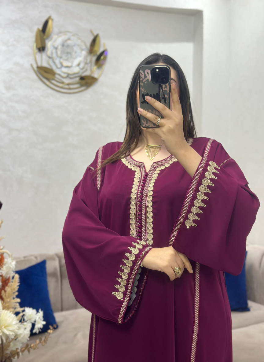 (CF6) قفطان كريب أناقة ملكية هماوية