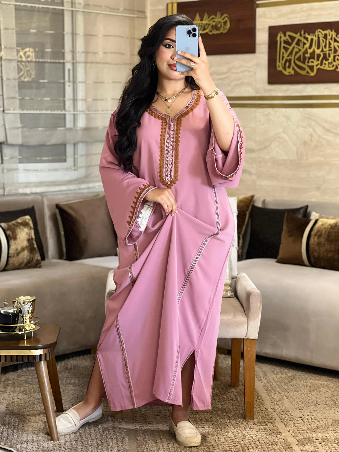 (CFA6) قفطان كريب أناقة ملكية هماوية