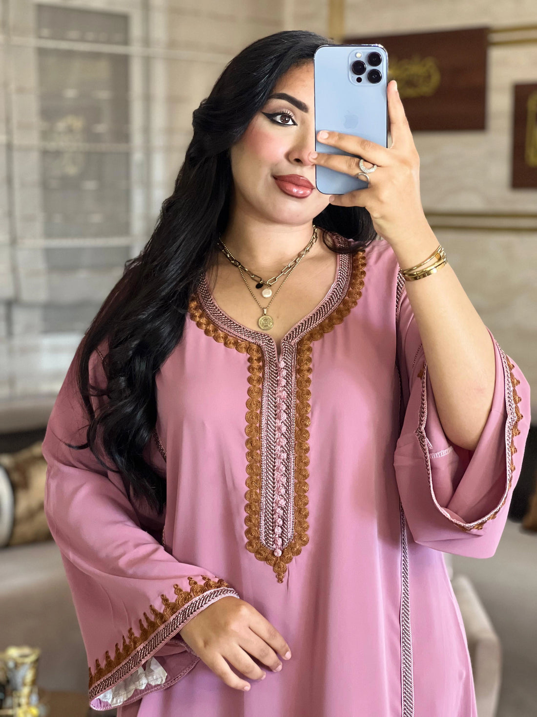 (CFA6) قفطان كريب أناقة ملكية هماوية