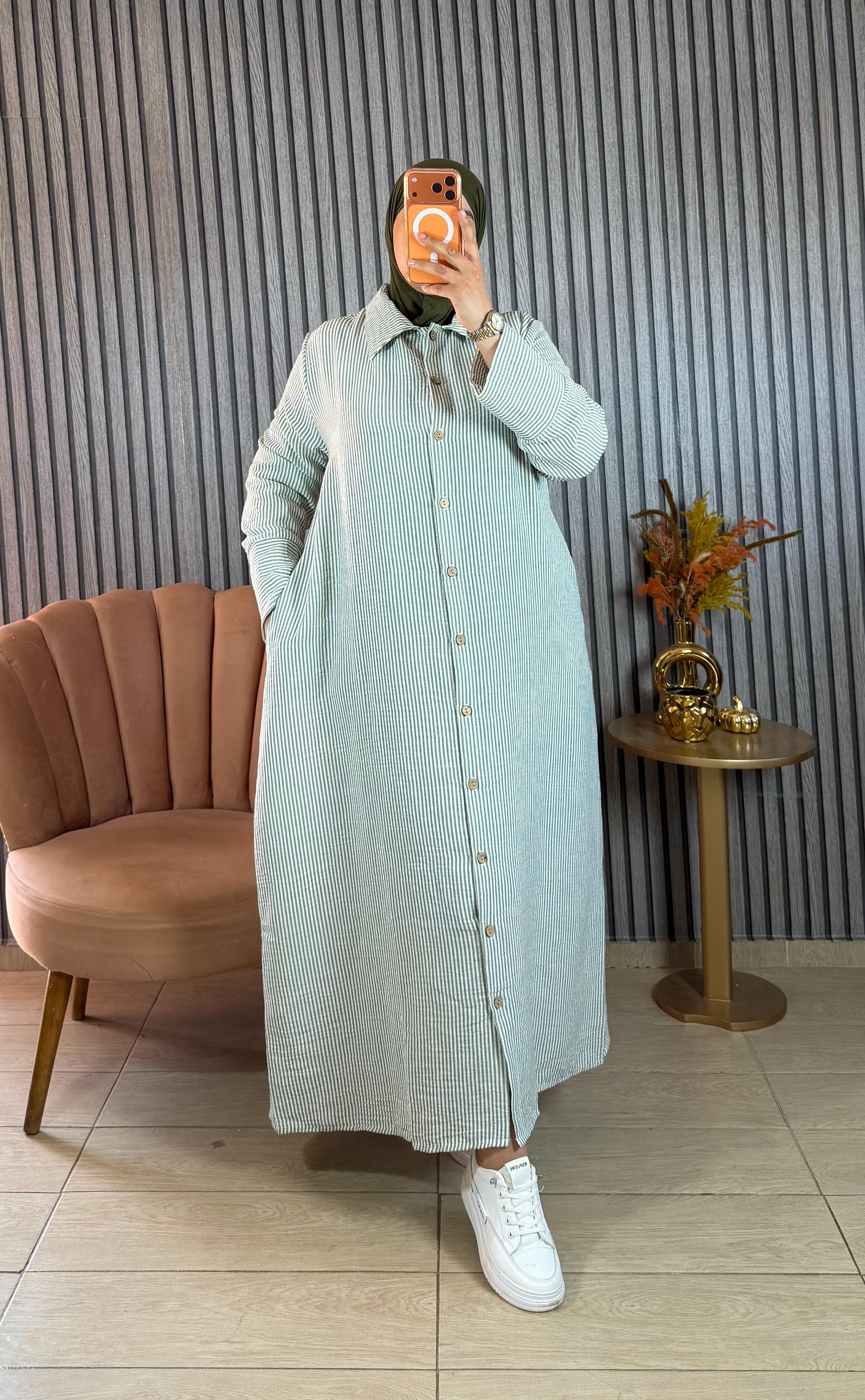 Robe Chemise en Lin à Rayures ll